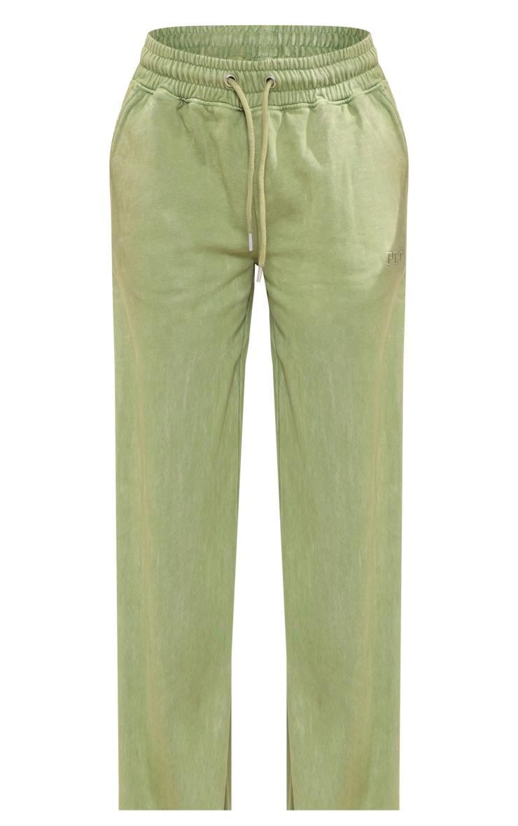 Olive Washed Oversized Low Rise Wide Leg Sweatpants Product Image