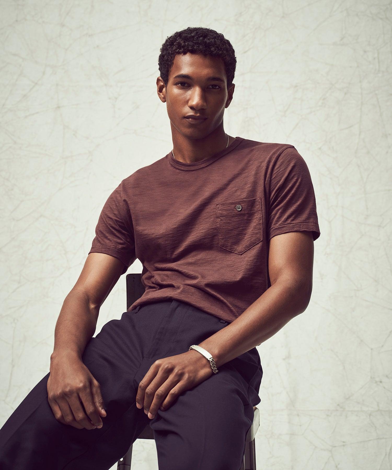 Made in L.A. Homespun Slub Pocket T-Shirt in Cordovan Product Image