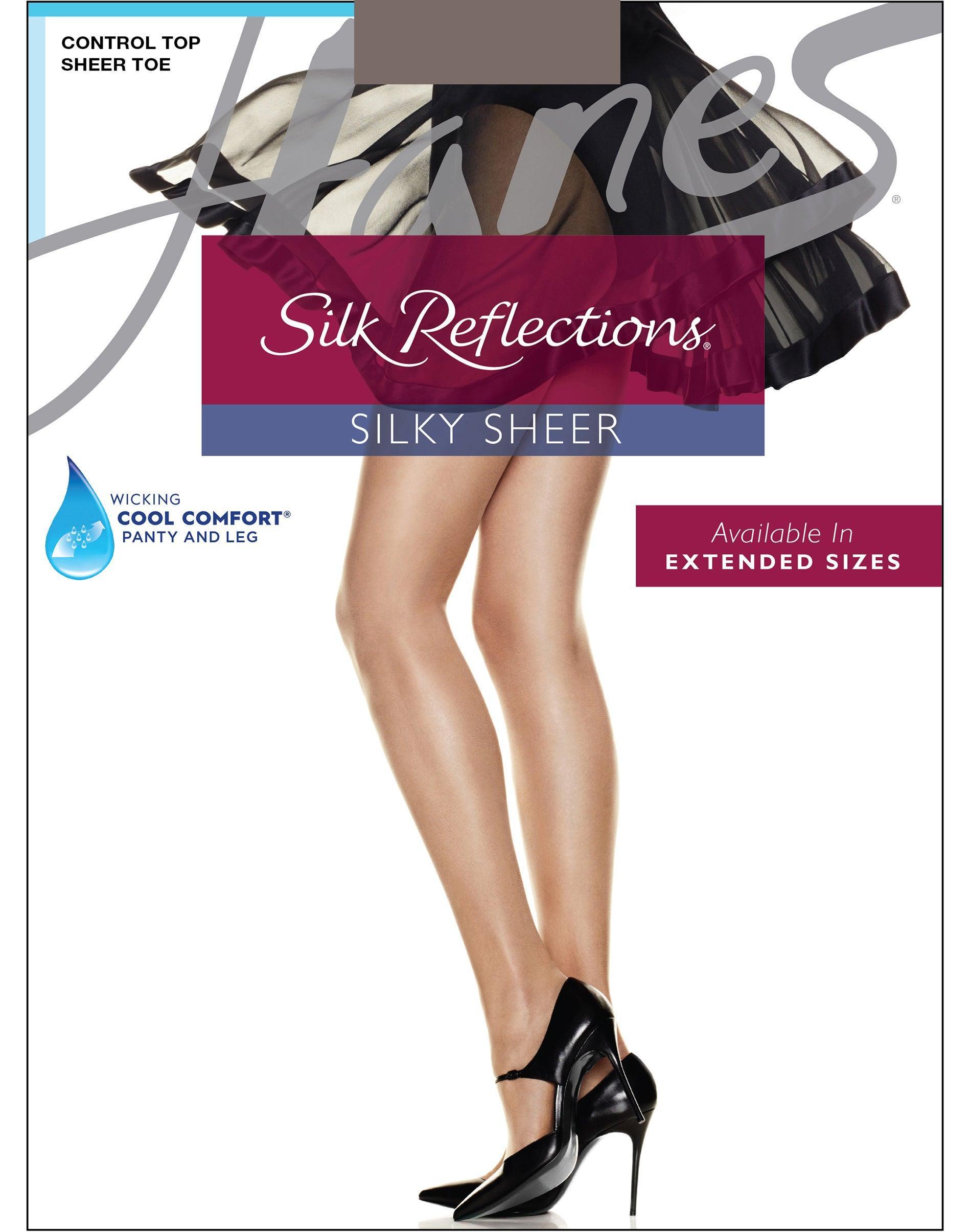 Hanes Silk Reflections Control Top Pantyhose with Sheer Toe Quicksilver CD Womens Product Image