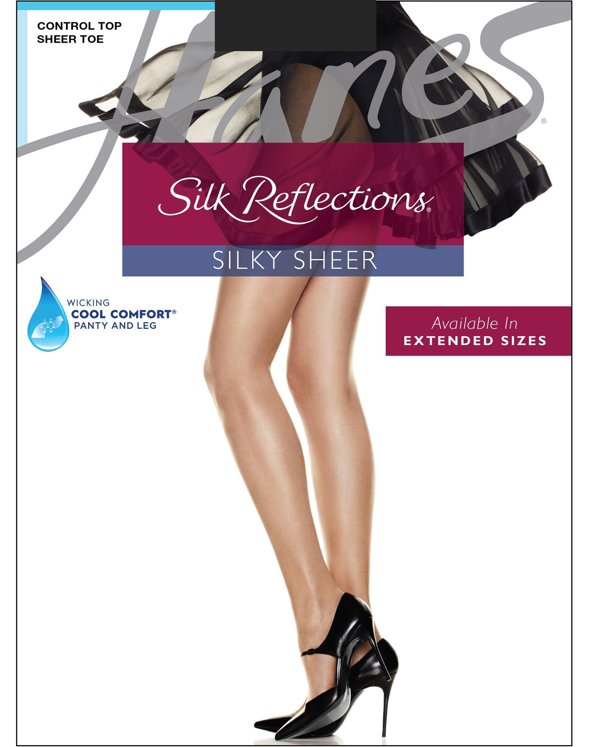 Hanes Silk Reflections Control Top Sandalfoot Pantyhose 4-Pack AB Womens Product Image