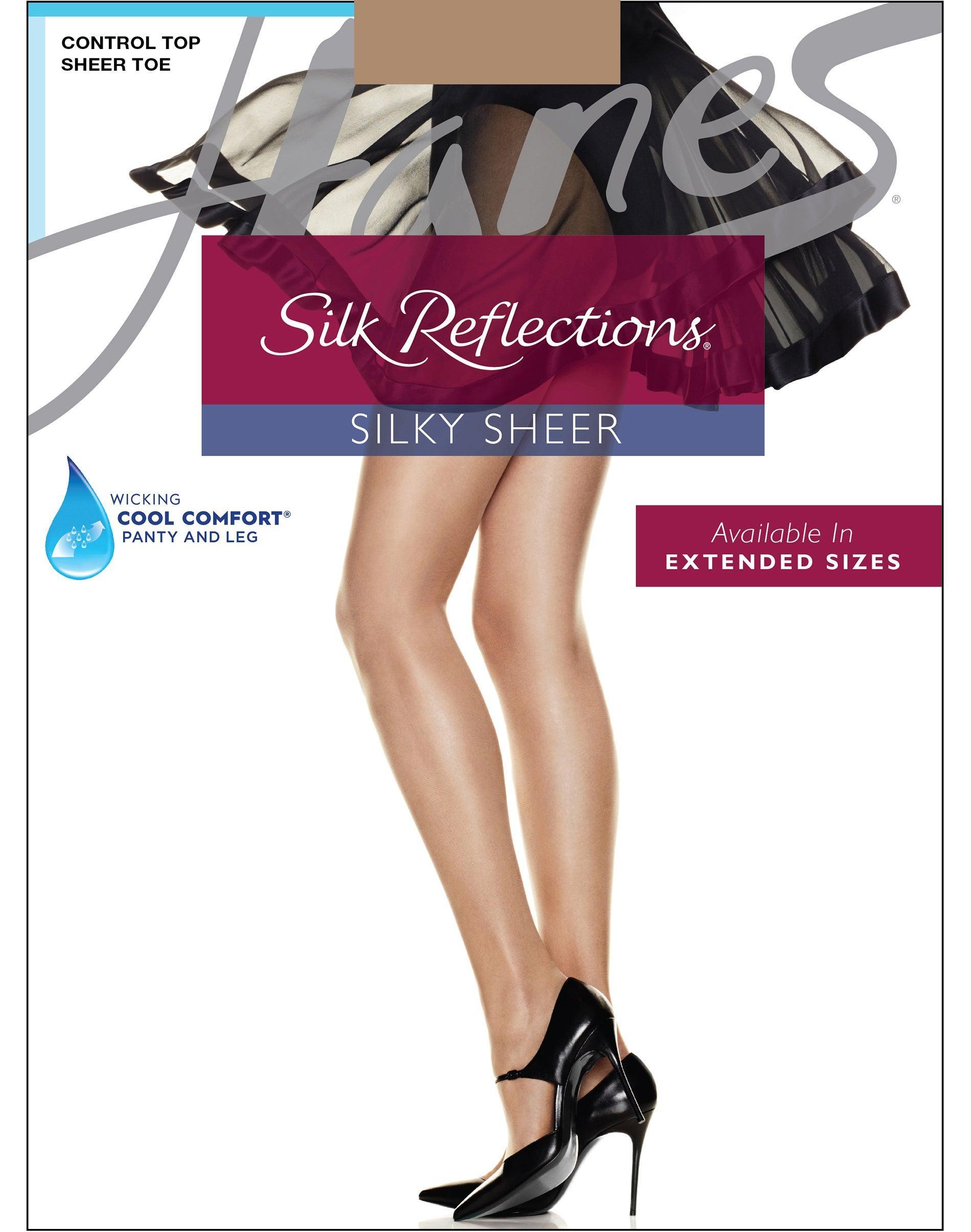 Hanes Silk Reflections Control Top Sandalfoot Pantyhose 4-Pack AB Womens Product Image