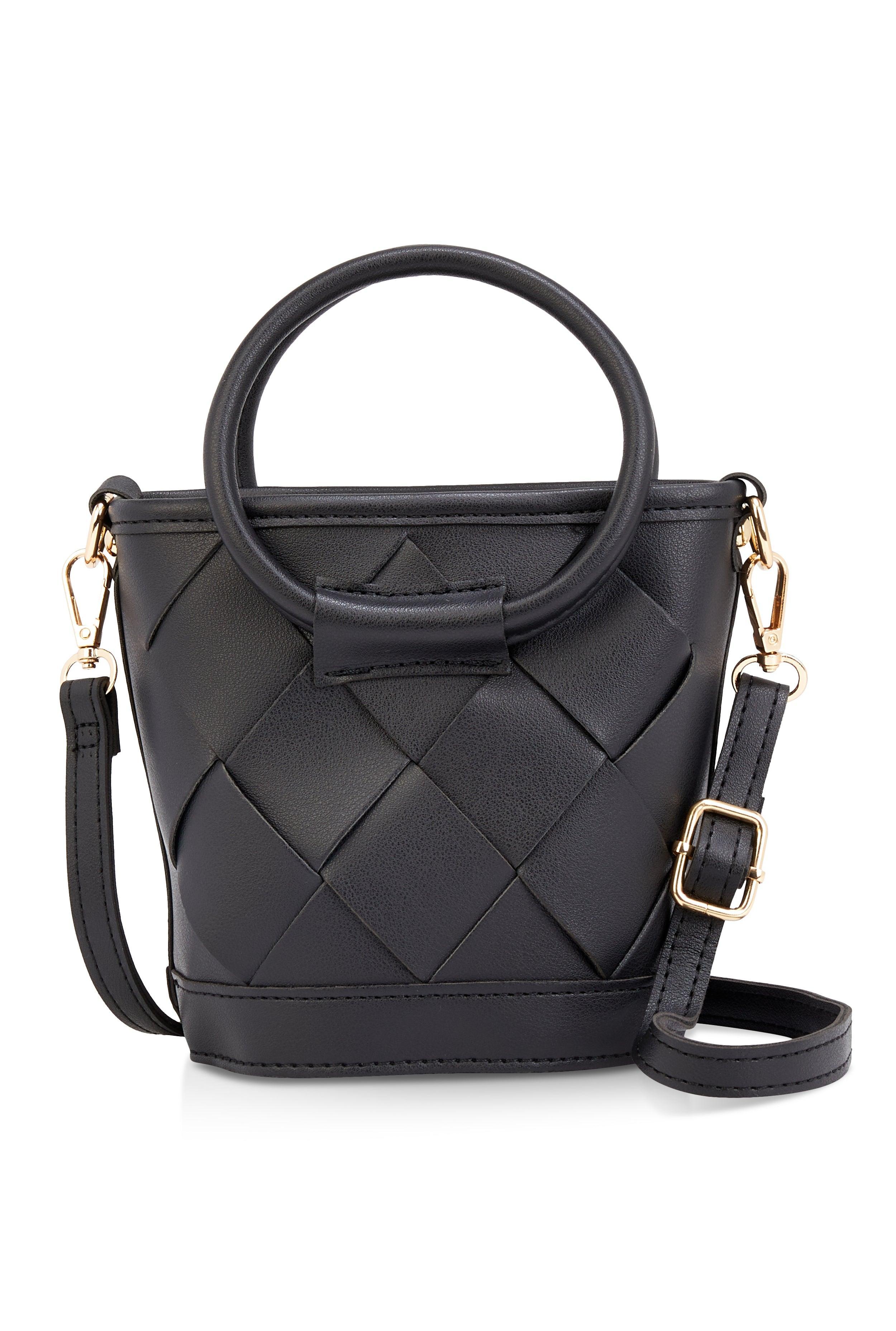 Faux Leather Woven Top Handle Crossbody Handbag Female Product Image