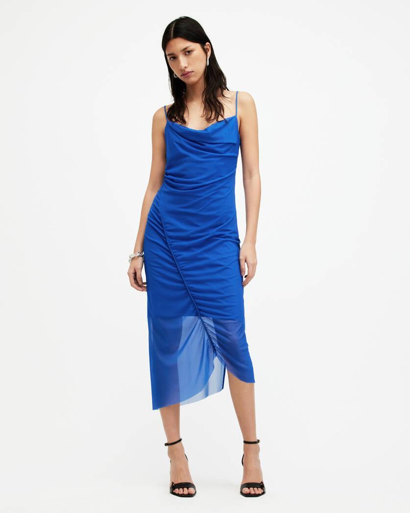 Ulla Mesh Draped Midi Dress Product Image