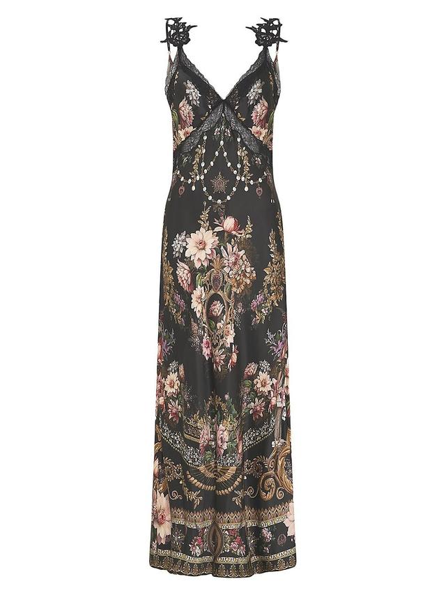 Womens Floral Silk Slip Midi-Dress Product Image