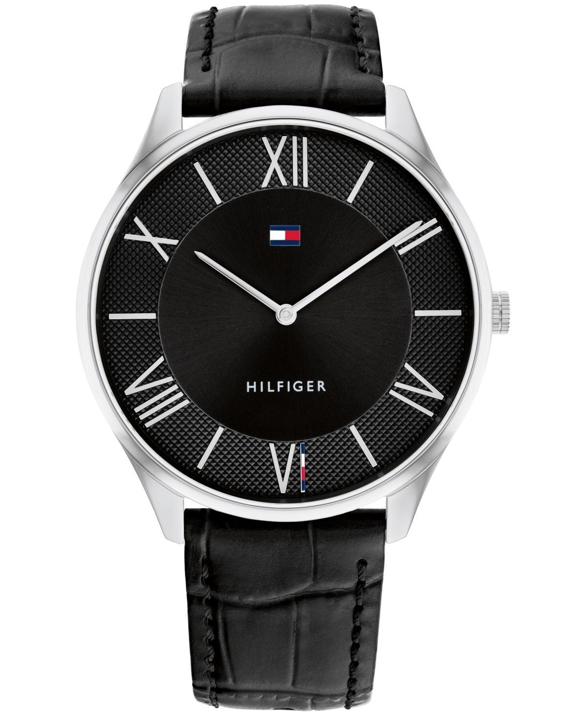 Tommy Hilfiger Mens 2H Black Leather Strap Watch 43mm Product Image