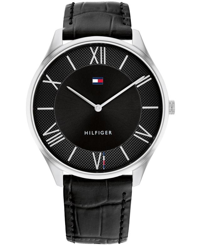 Tommy Hilfiger Mens 2H Black Leather Strap Watch 43mm - Black Product Image