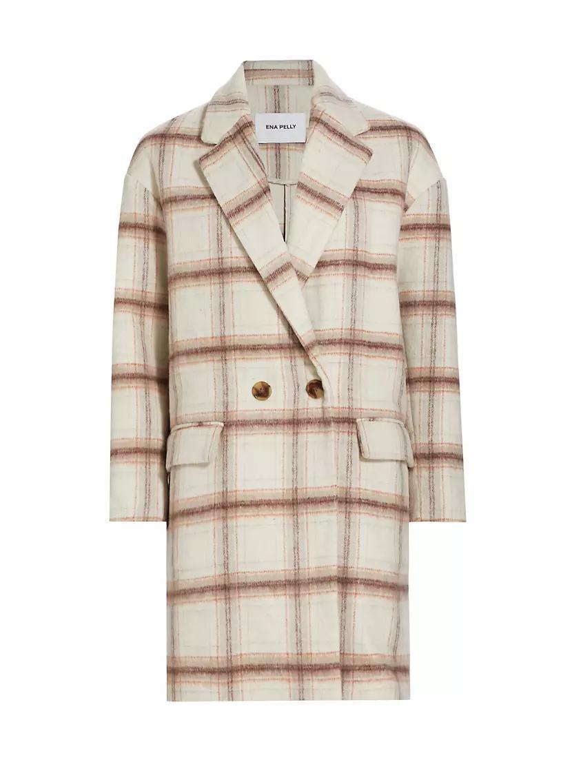 Plaid Wool-Blend Oversized Double-Breasted Coat Product Image