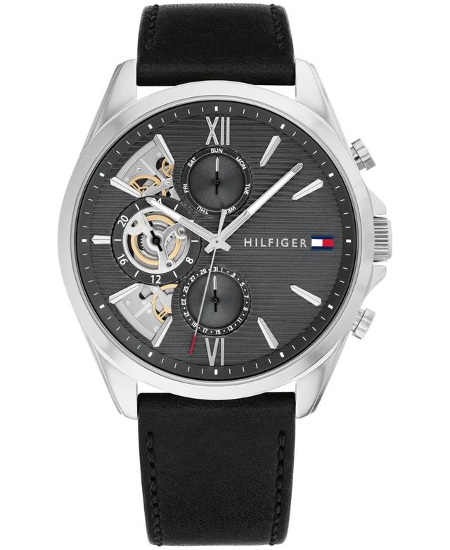 Tommy Hilfiger Mens Black Leather Watch 43.5mm Product Image