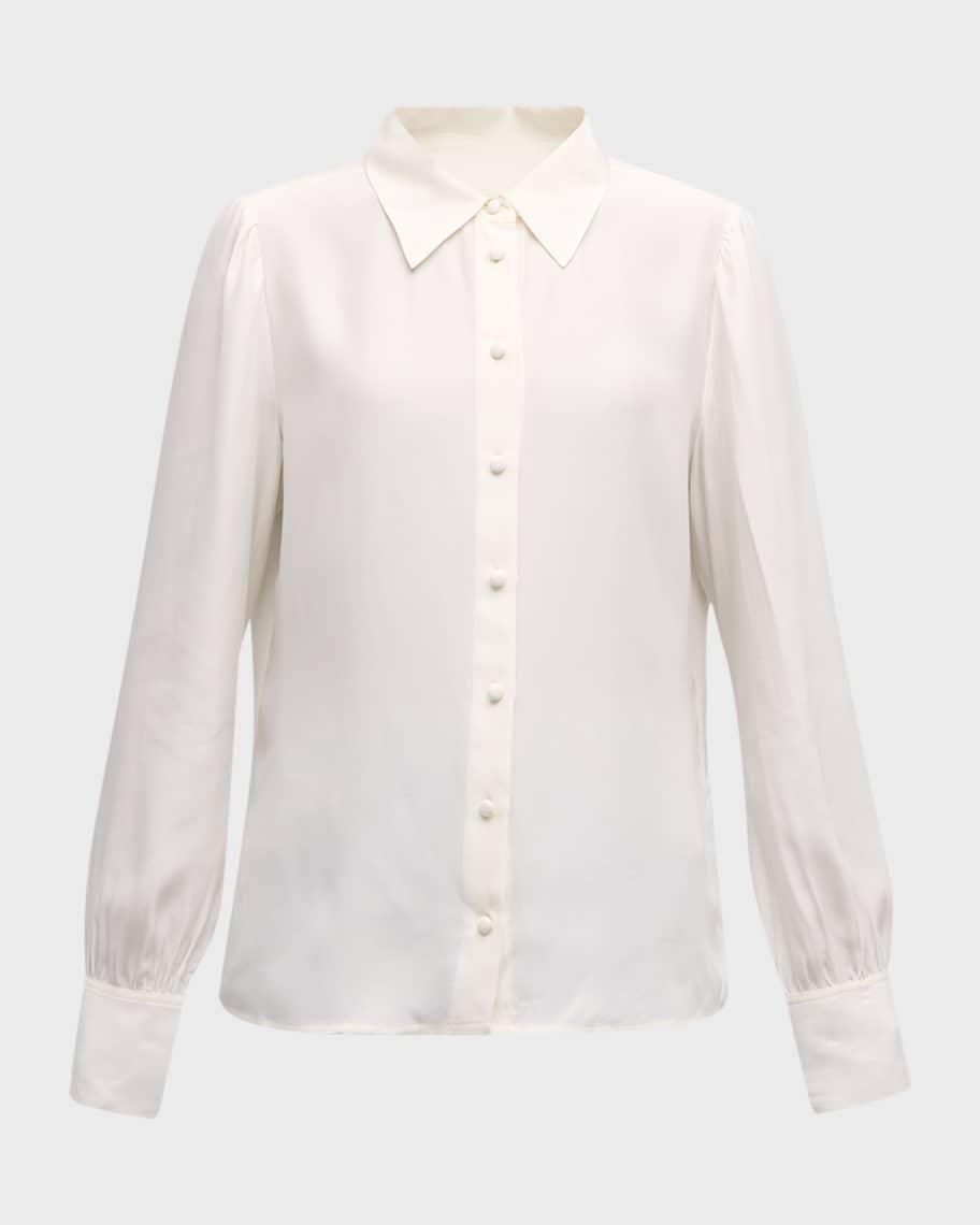 Silk Victorian Button-Front Blouse Product Image