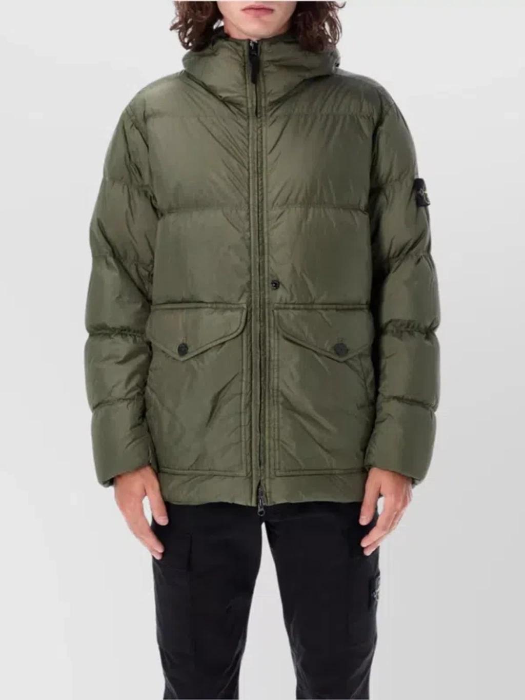 STONE ISLAND Hooded Puffer Jacket In Musk Product Image