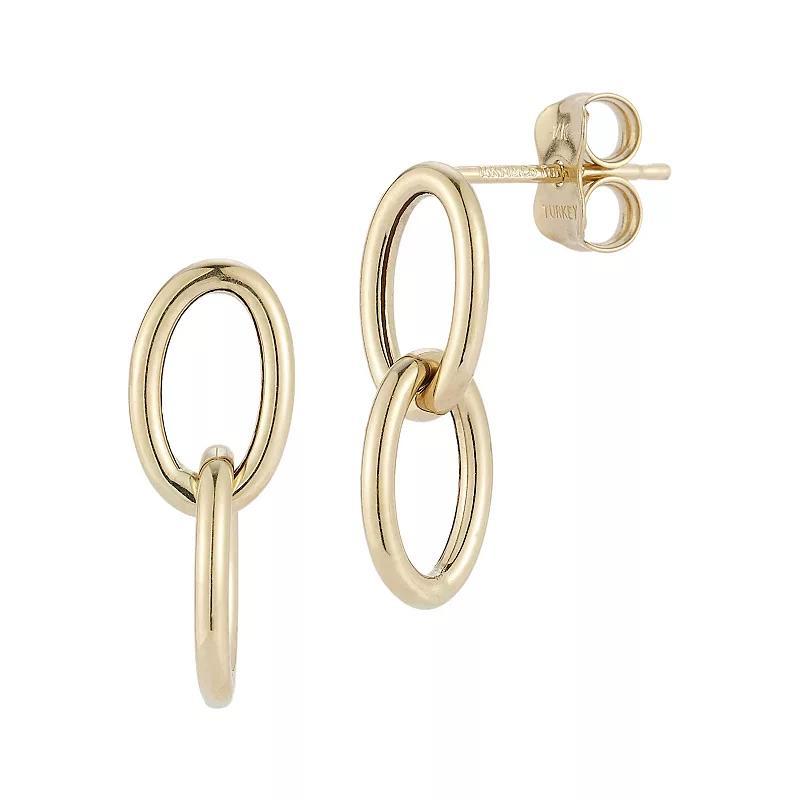 LUMINOR GOLD 14k Gold Dainty Duo Link Drop Earrings, Womens Product Image