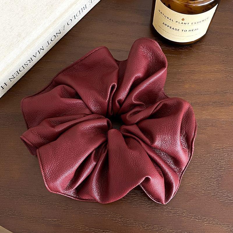 Faux Leather Plain Scrunchie Product Image