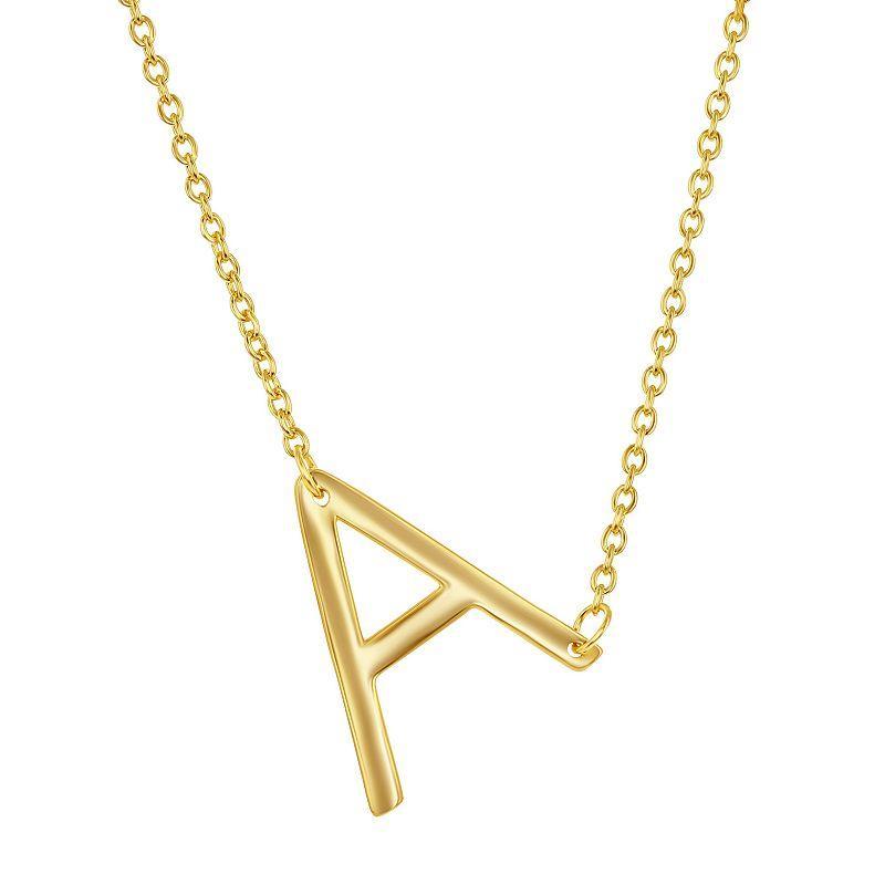 Sterling Silver Sideways Initial Necklace, Womens Gold Tone D Product Image