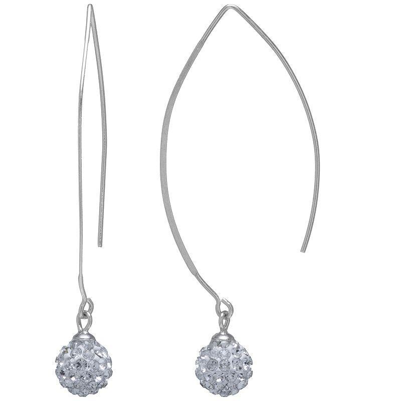 Main and Sterling Sterling Silver Crystal Thread Wire Drop Earrings, Womens, White Product Image