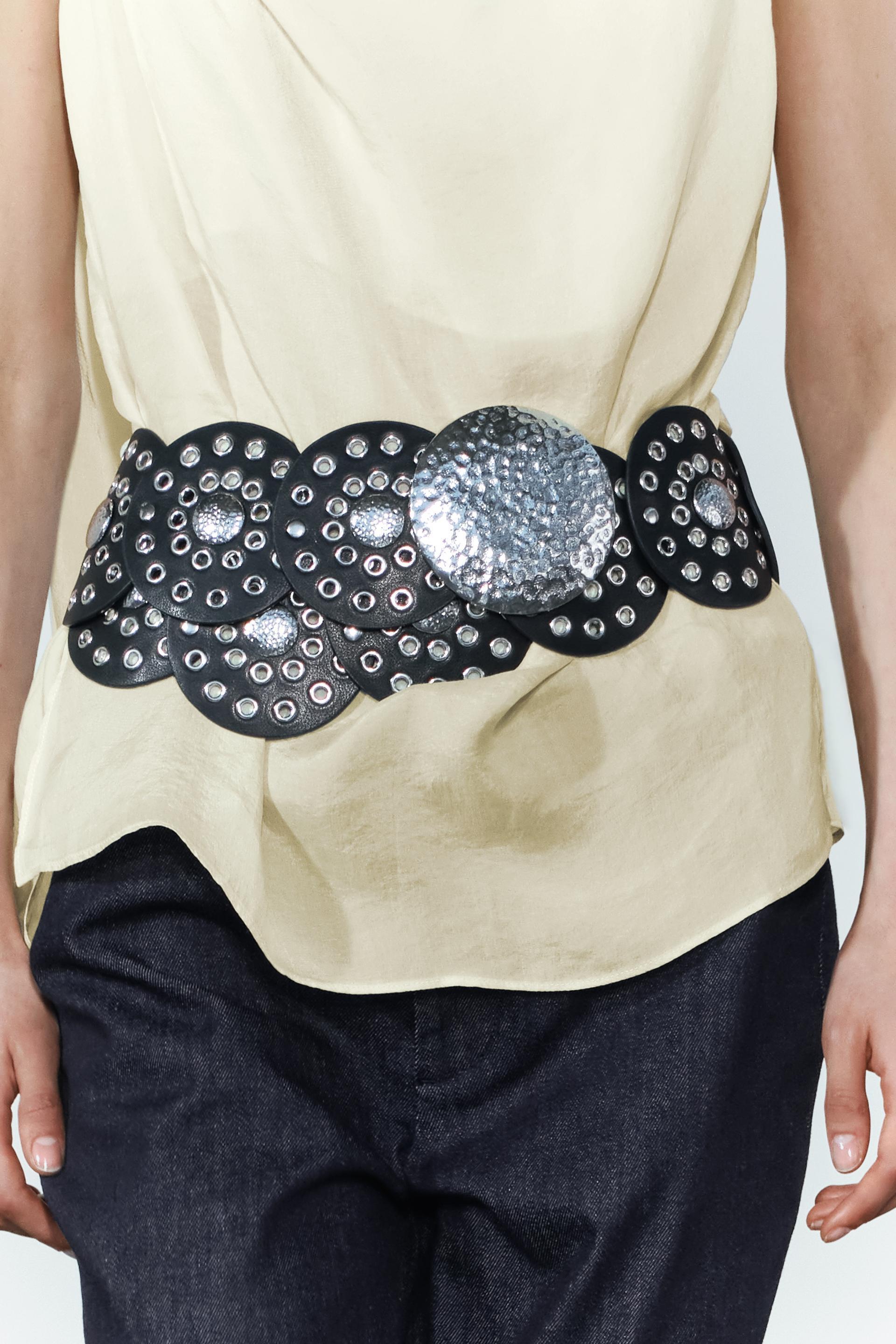 CIRCULAR STUDDED LEATHER BELT Product Image