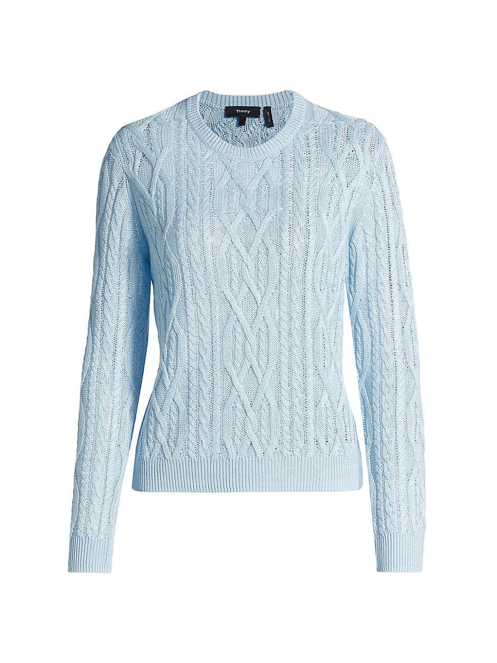 Womens Linen-Blend Cable-Knit Sweater Product Image