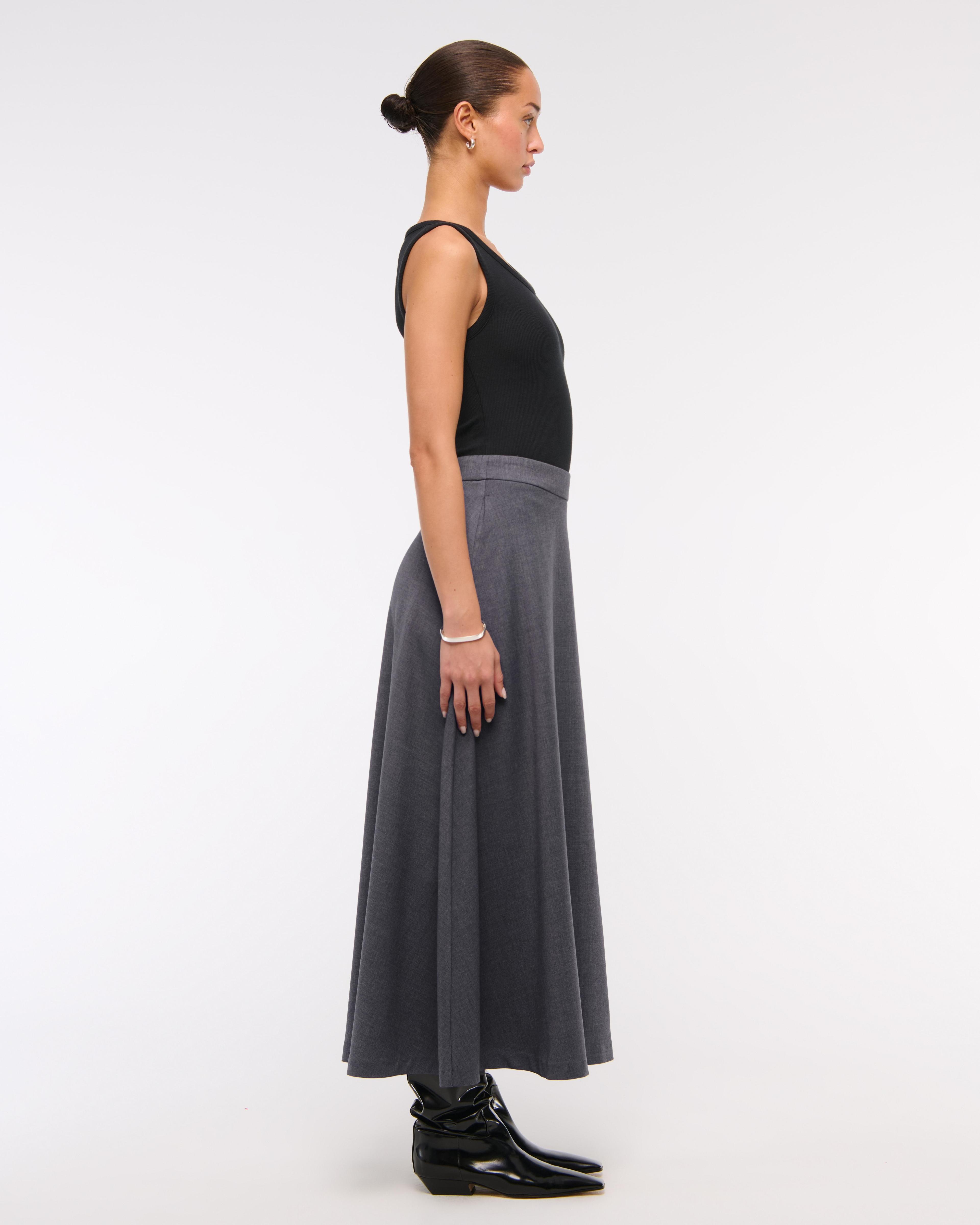 High Rise Circle-Cut Maxi Skirt Product Image