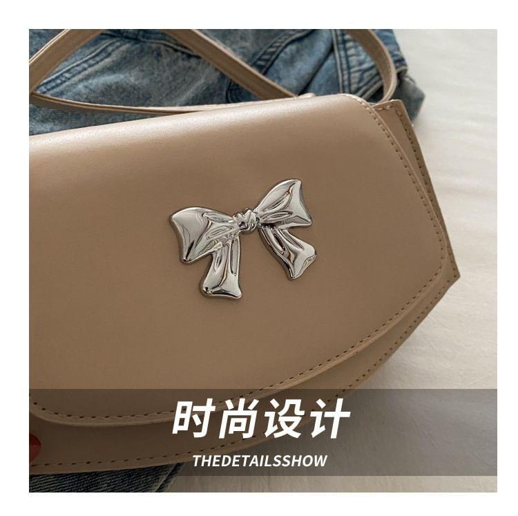 Bow Accent Faux Leather Flap Crossbody Bag Product Image