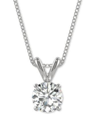 Moissanite Solitaire Pendant 1 2 Ct. T.W. 3 1 10 Ct T.W. Diamond Equivalent In 14k White Or Yellow Gold Product Image