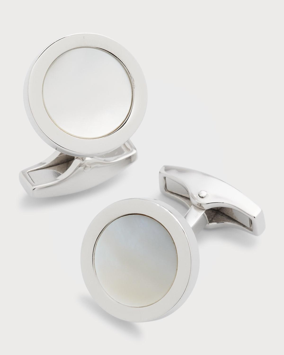 Jan Leslie Men's 925 Round Mother-of-Pearl Cufflinks Product Image