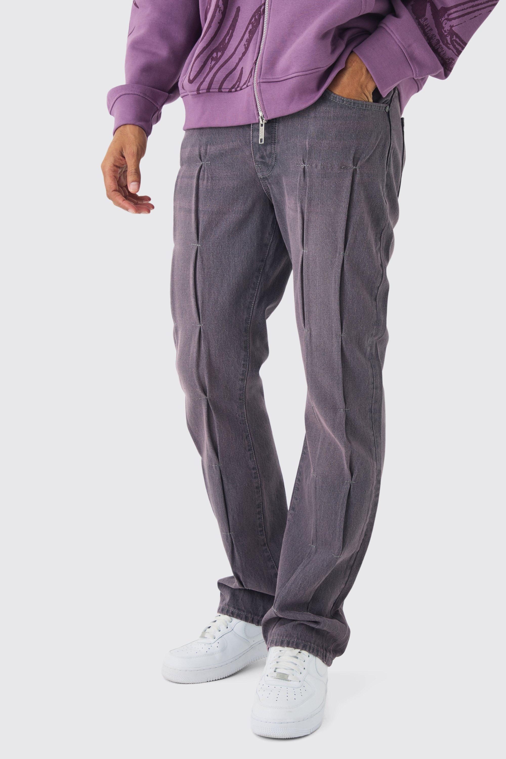 Slim Rigid Flare Pintuck Denim Jeans | boohooMAN USA Product Image