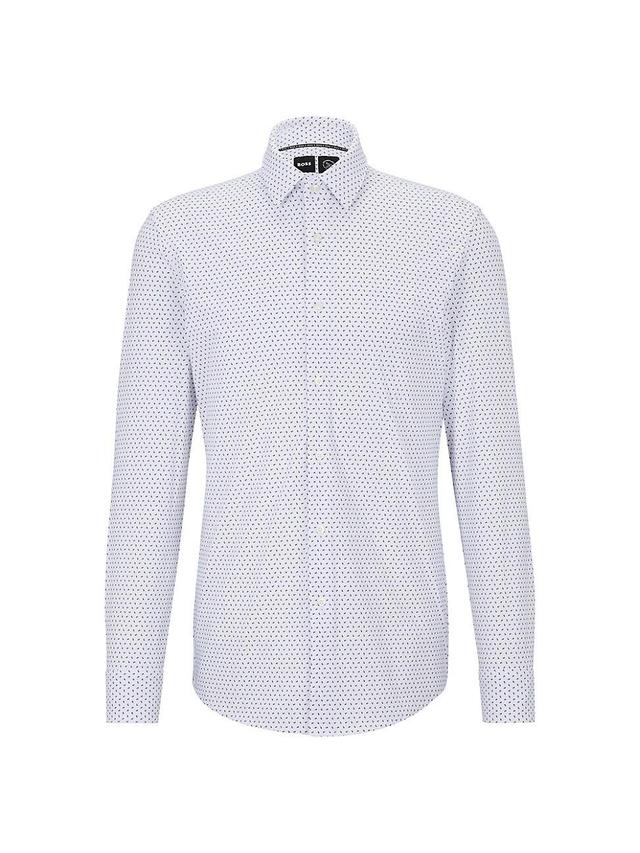 Mens Slim-Fit Shirt in Patterned Italian Performance-Stretch Fabric Product Image