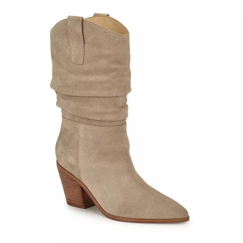 Nine West Kadon Womens Pointy Toe Block Heel Dress Booties Brown Suede Product Image