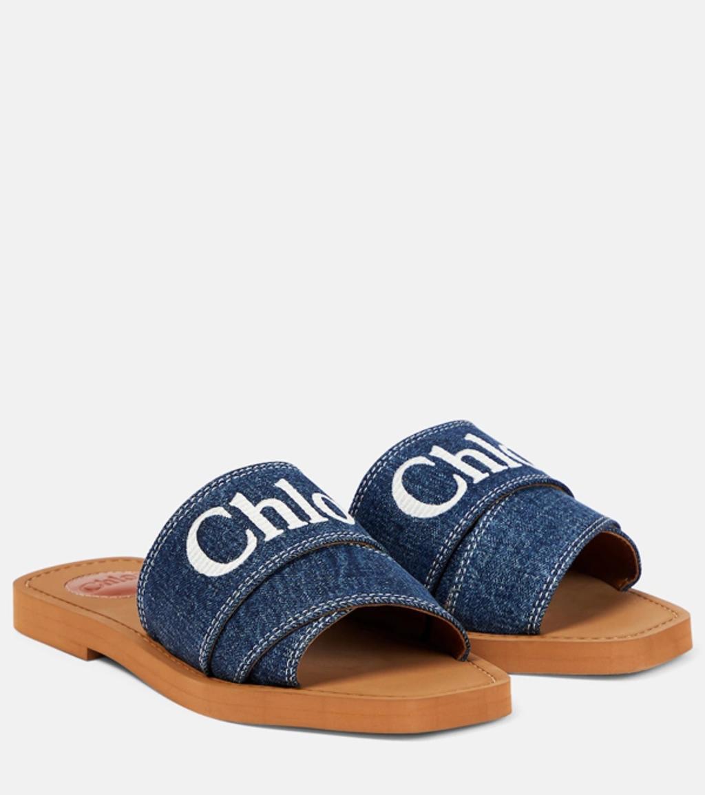 CHLOÉ Woody Flat Mule In Blue Product Image