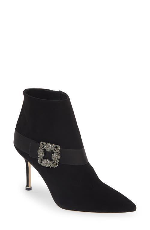 Manolo Blahnik Plinianu Crystal Buckle Pointed Toe Bootie Product Image