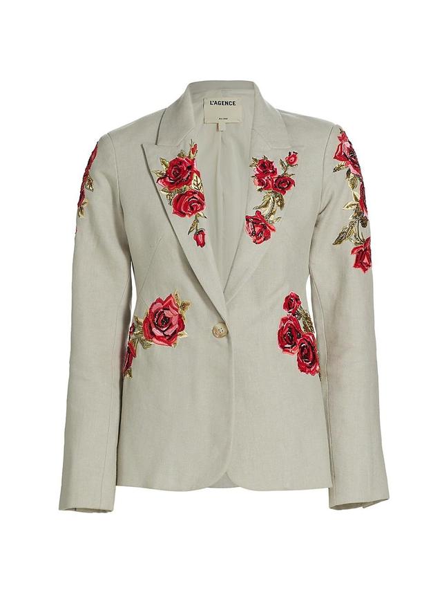 Womens Clementine Embroidered Linen Blazer Product Image