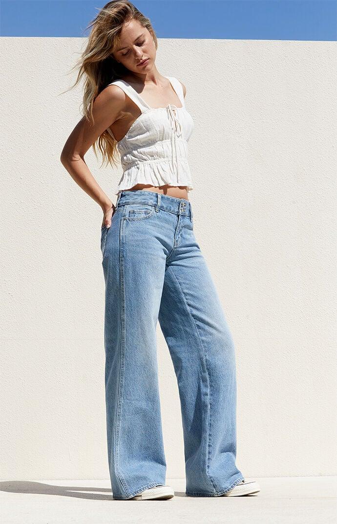 Women's Double Button Low Rise Baggy Jeans - product image