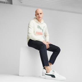 PUMA Classics Logo Hoodie Men in Warm White/Green Fog Product Image