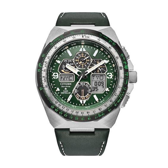 Men's Citizen Eco-DriveÂ® Promaster Air Skyhawk A-T Chronograph Green Strap Watch with Green Dial (Model: Jy8147-01X) Product Image