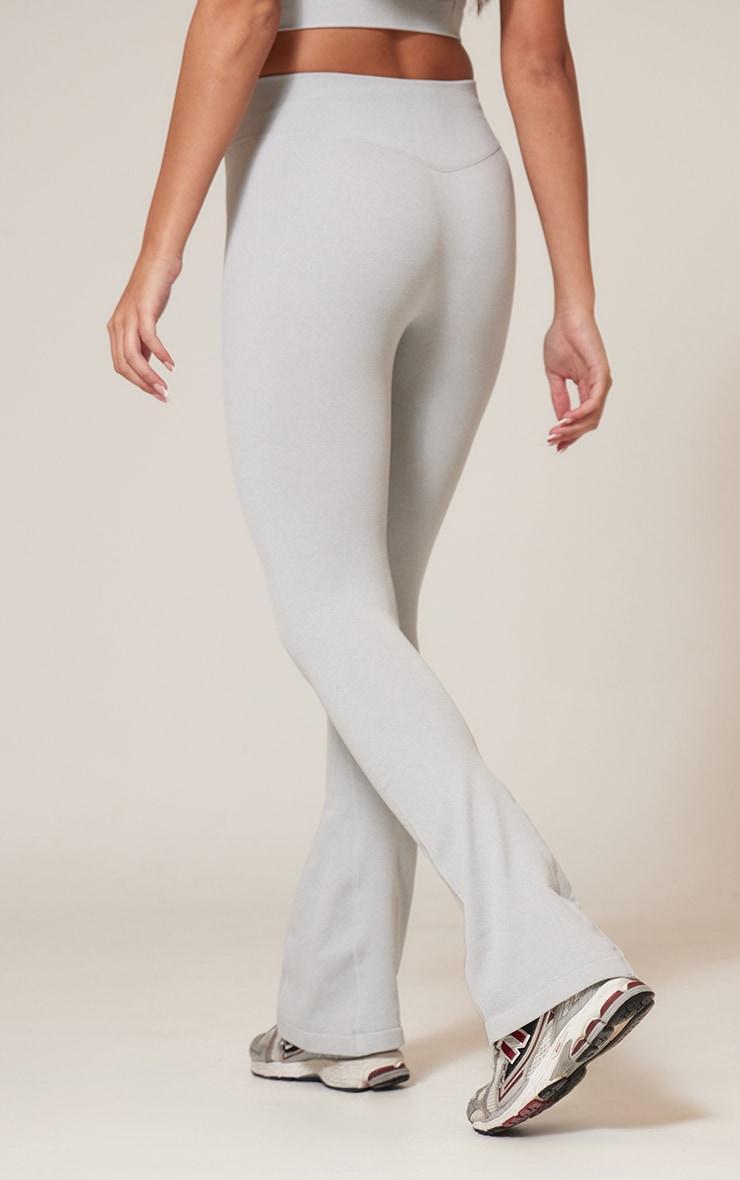 Grey Marl Seamless Rib Flare Yoga Pants Product Image