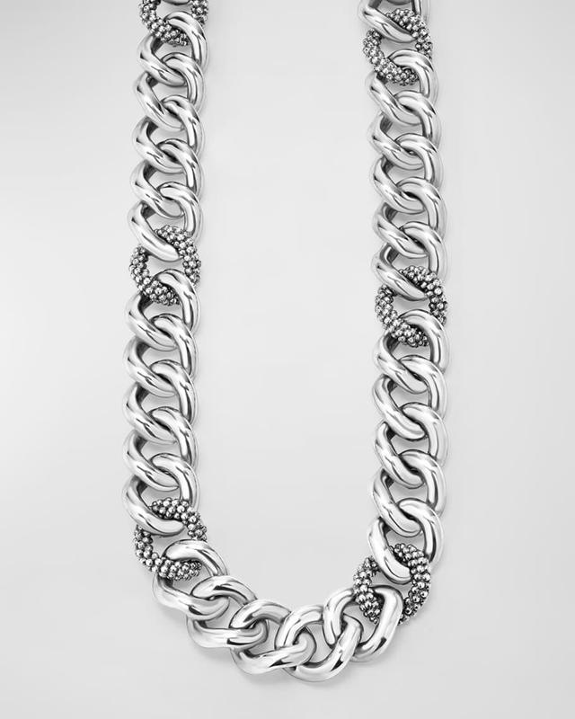 Men's Sterling Silver Caviar-Station Chain Necklace, 12mm, 20in Product Image