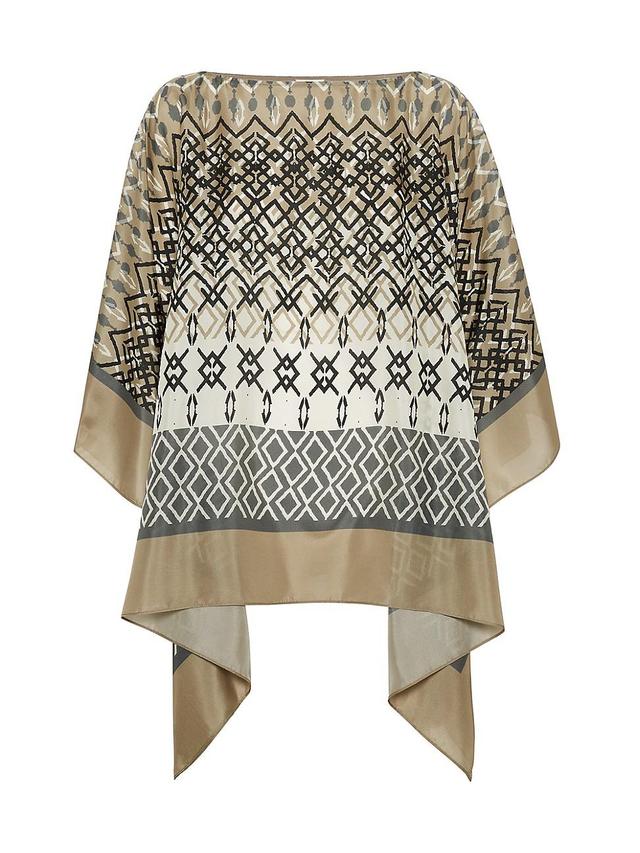 Womens Silk Ethnic Print Ponge Poncho Product Image