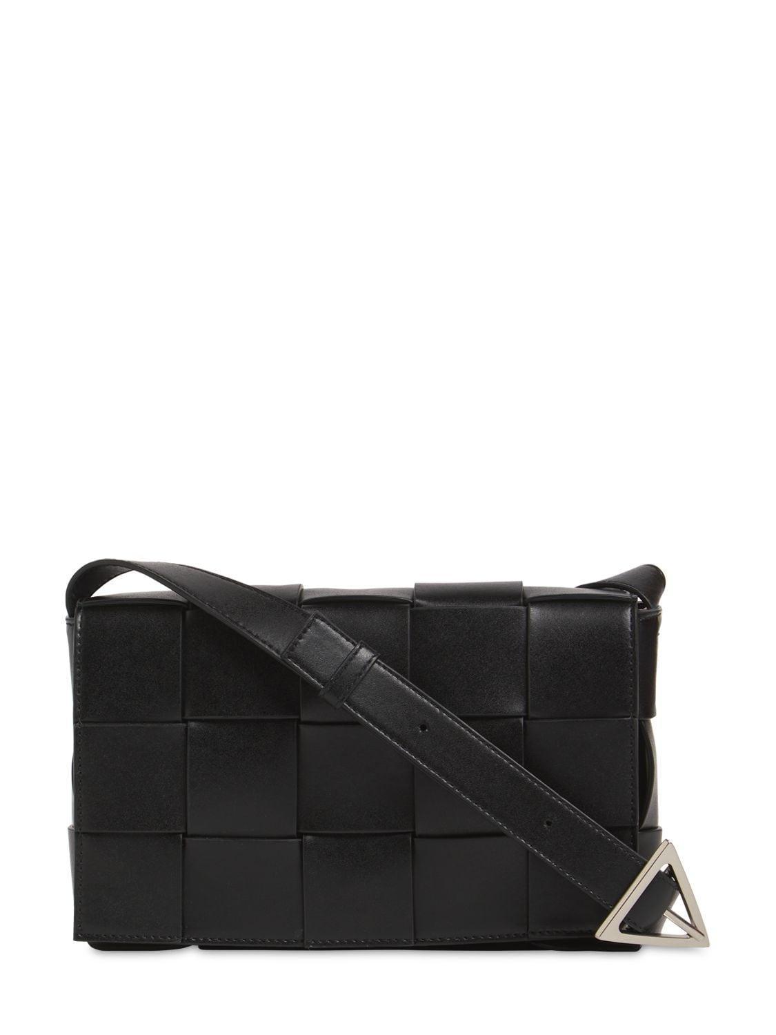 BOTTEGA VENETA Leather Crossbody Bag In Black,parakeet Product Image