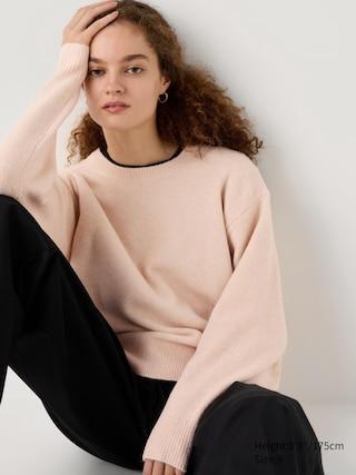 Womens Souffle Crew Neck Sweater Pink 2XL UNIQLO US Product Image