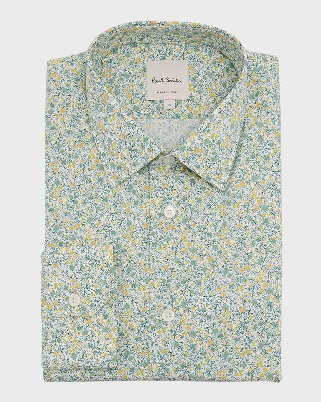 Mens Cotton Floral-Print Sport Shirt Product Image