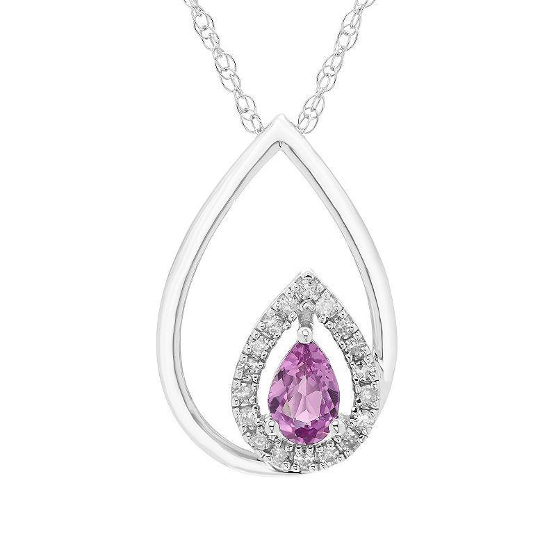 Boston Bay Diamonds Sterling Silver Diamond Accent & Lab-Grown Gemstone Pear Shape Pendant Necklace, Womens Multicolor Product Image