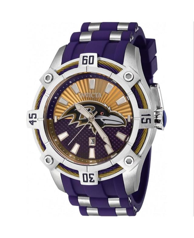 Invicta Mens 42067 Nfl Baltimore Ravens Quartz 3 Hand Brown, Purple Dial Watch - Blue Product Image