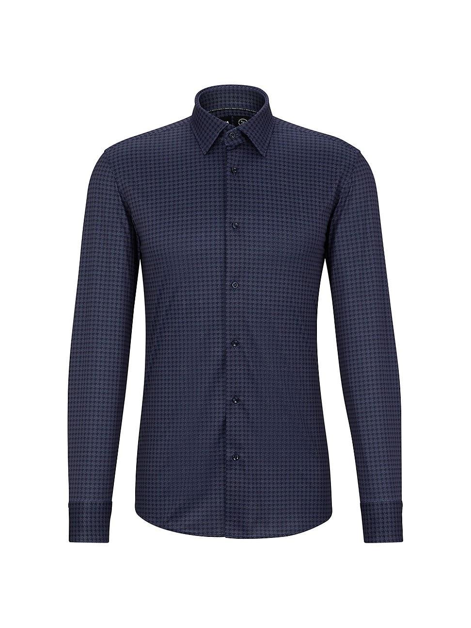 Mens Slim-Fit Shirt in Houndstooth-Print Performance-Stretch Fabric Product Image