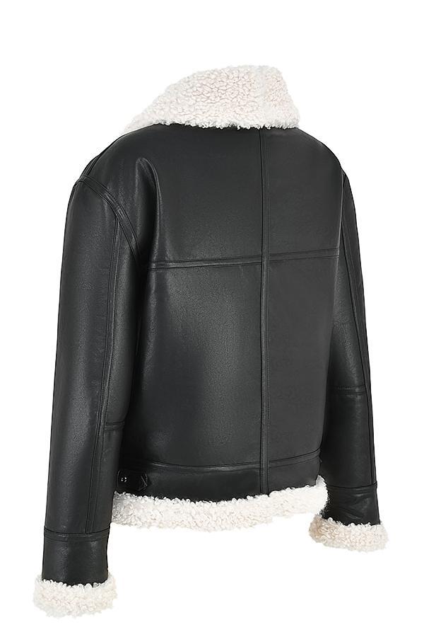 Madden Black Vegan Shearling Aviator Jacket Product Image