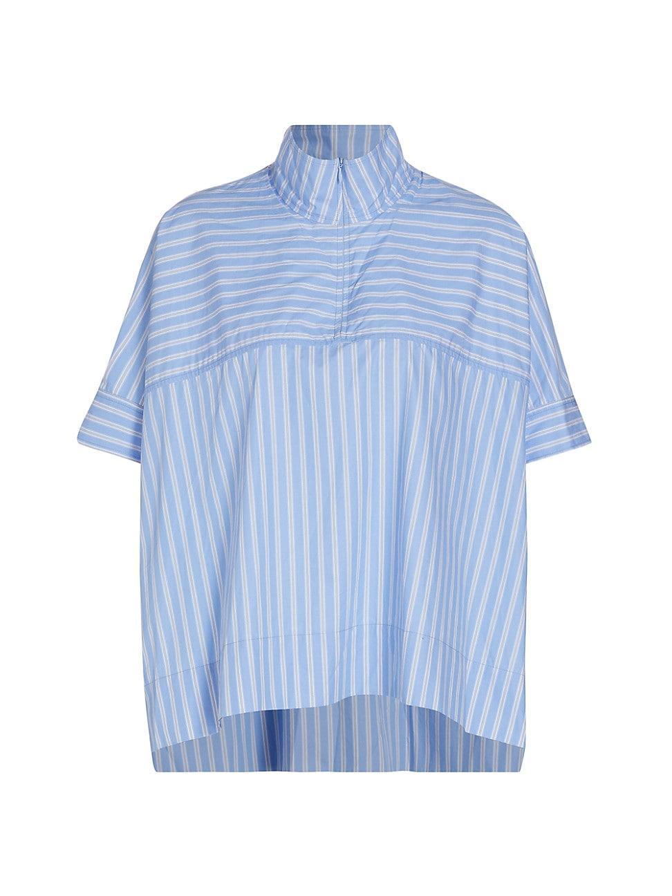 Womens Quarter-Zip Striped Cotton Shirt product image