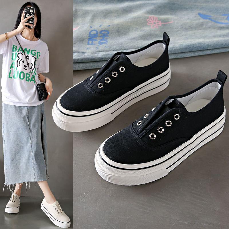 Laceless Platform Canvas Sneakers product image