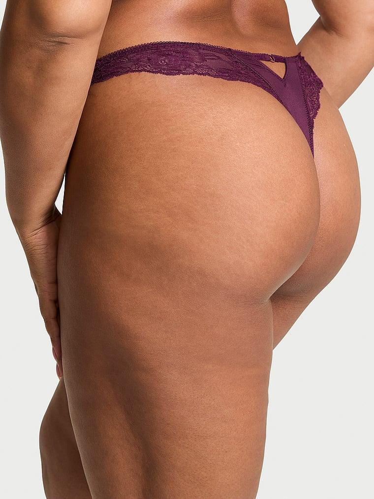 Rose Lace-Trim High-Leg Thong Panty Product Image