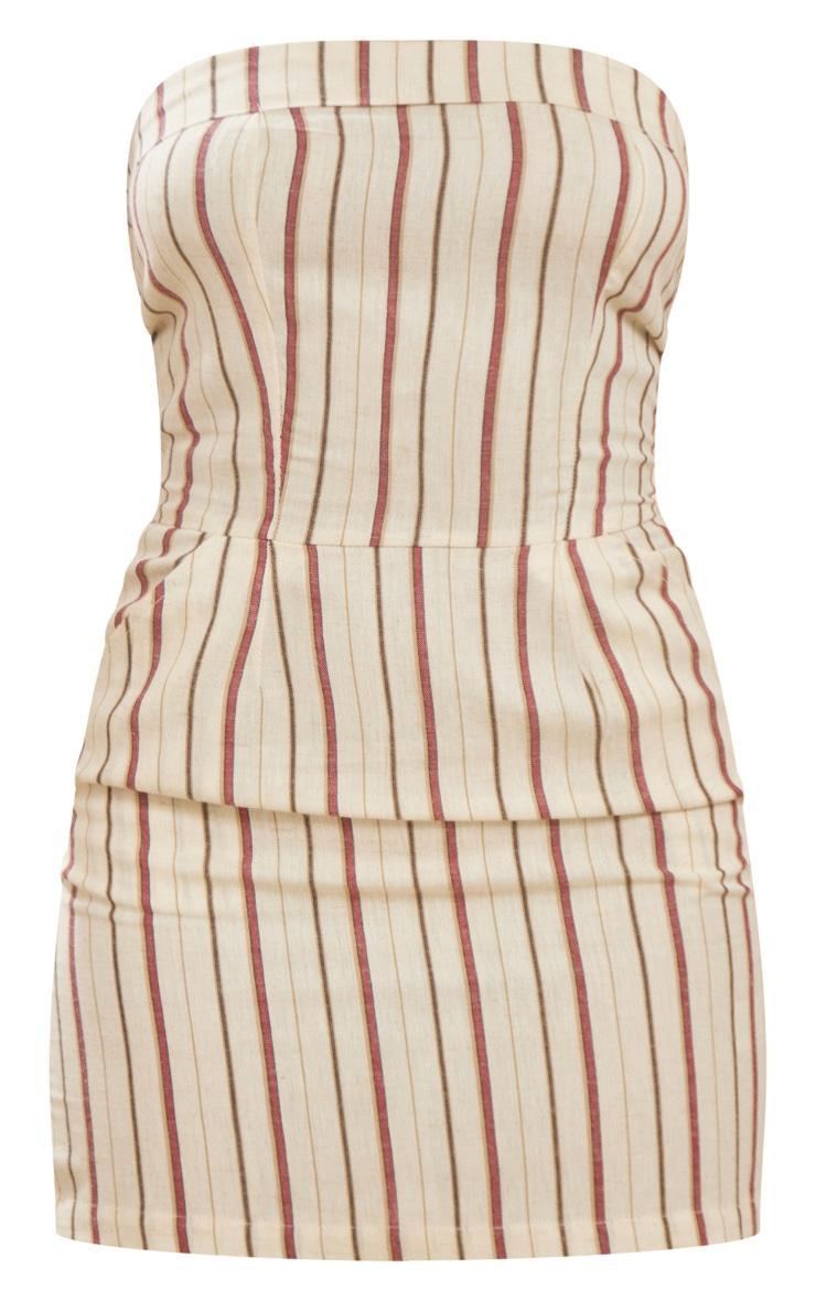 Stone Stripe Linen Look Bandeau Bodycon Dress Product Image