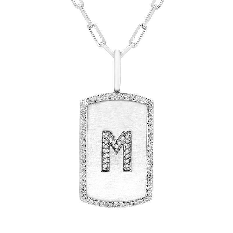 Its Personal Initial Sterling Silver & 1/4 Carat T.W. Diamond Dog Tag Necklace, Womens White Product Image