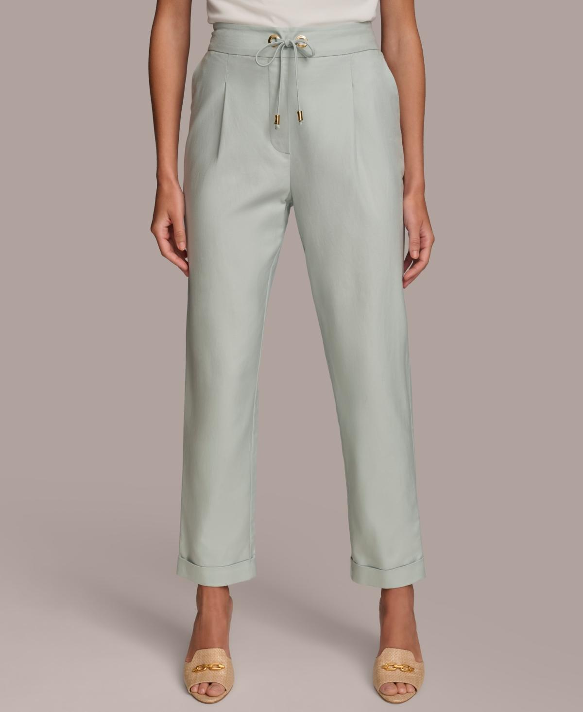 Donna Karan Womens Tie-Front Cotton Ankle Pants Product Image