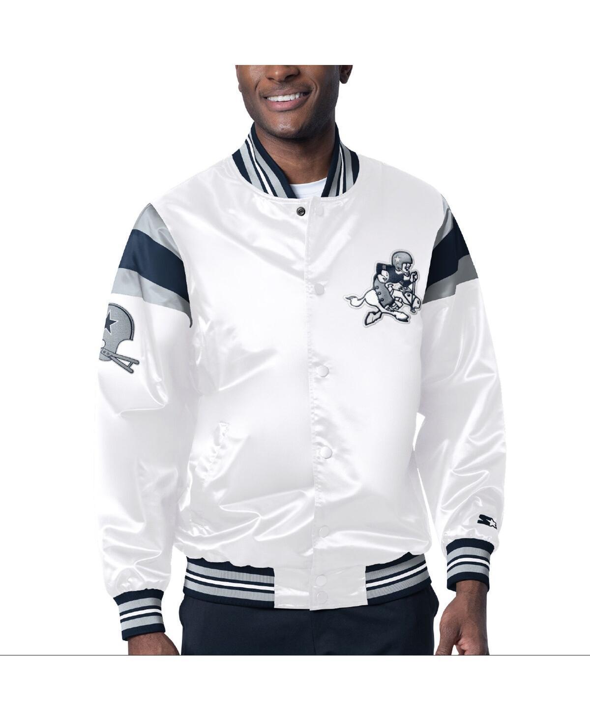 Starter Mens White Dallas Cowboys Satin Varsity Full-Snap Jacket Product Image